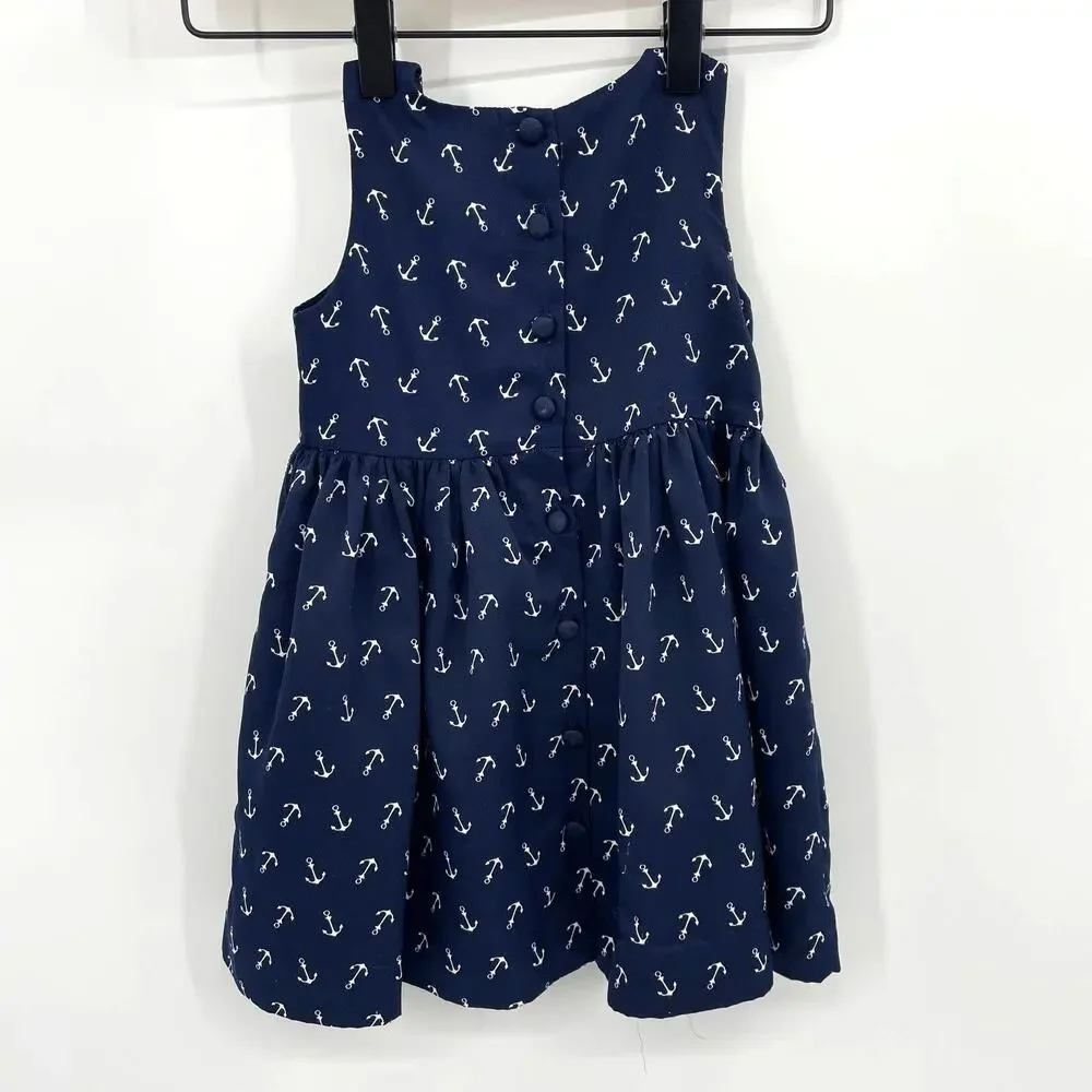 RALPH LAUREN Nautical Anchor Dress Baby Size 24M Sleeveless A-Line Summer